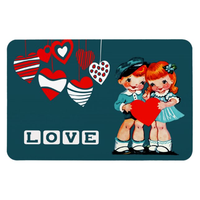 Vintage Kids Valentine's Day Gift Magnets (Horizontal)