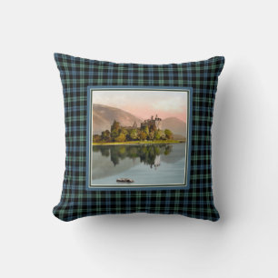 Vintage Kilchurn Castle Clan Campbell Tartan Throw Pillow
