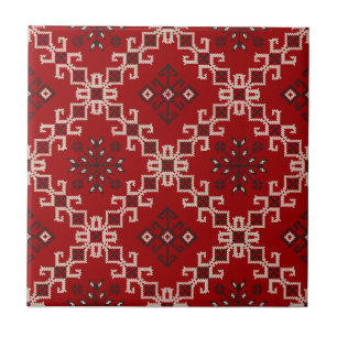 Vintage Kilim Pillow, Decorative Turkish Moroccan Ceramic Tile