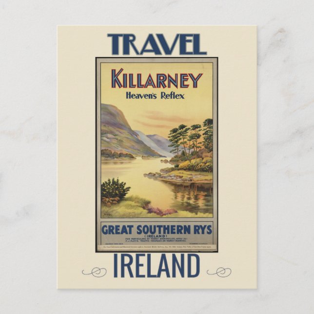 Vintage Killarney Ireland Train Travel Postcard (Front)