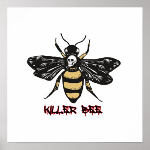 Vintage killer bee drawing 16 x 16 poster