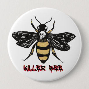 Vintage killer bee drawing button