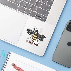Vintage killer bee drawing sticker