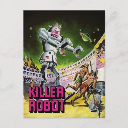 Vintage Killer Robot Postcard