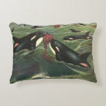 Vintage Killer Whales or Orcas, Marine Mammals Accent Pillow