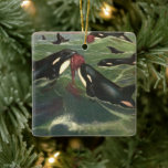 Vintage Killer Whales or Orcas, Marine Mammals Ceramic Ornament