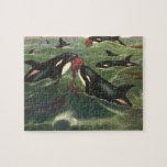 Vintage Killer Whales or Orcas, Marine Mammals Jigsaw Puzzle