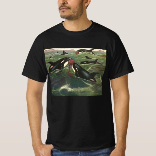 Vintage Killer Whales or Orcas Marine Mammals T_Shirt