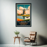 Vintage Kinderdijk Windmills Travel Poster<br><div class="desc">•  Bring the charm of the Netherlands into your space with this stunning vintage travel poster featuring the historic windmills of Kinderdijk. 
 •  The image was rendered at 300 ppi for maximum print quality. 
 •  Requests or questions are appreciated. Feel free to message me anytime.</div>