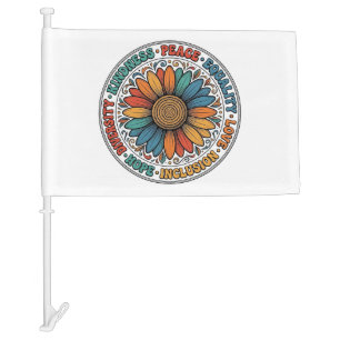 Vintage Kindness Peace Equality Flower Shirt_1 Car Flag
