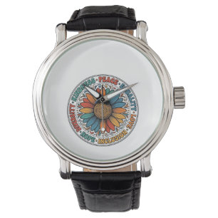 Vintage Kindness Peace Equality Flower Shirt_1 Watch