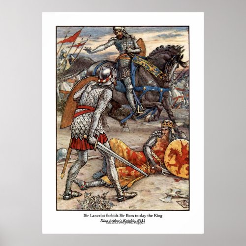 Vintage King Arthur  Sir Lancelot Art Poster
