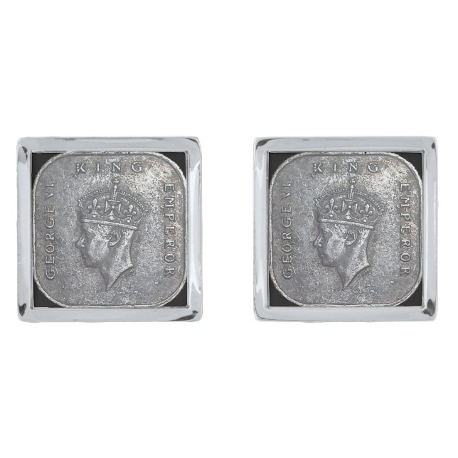 Vintage King George Silver Cufflinks (Front)
