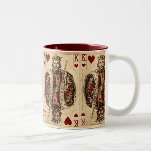 Vintage King Hearts PLaying Cards Collage Two_Tone Coffee Mug