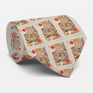 Vintage King of Diamonds Playing Card Illustration Neck Tie