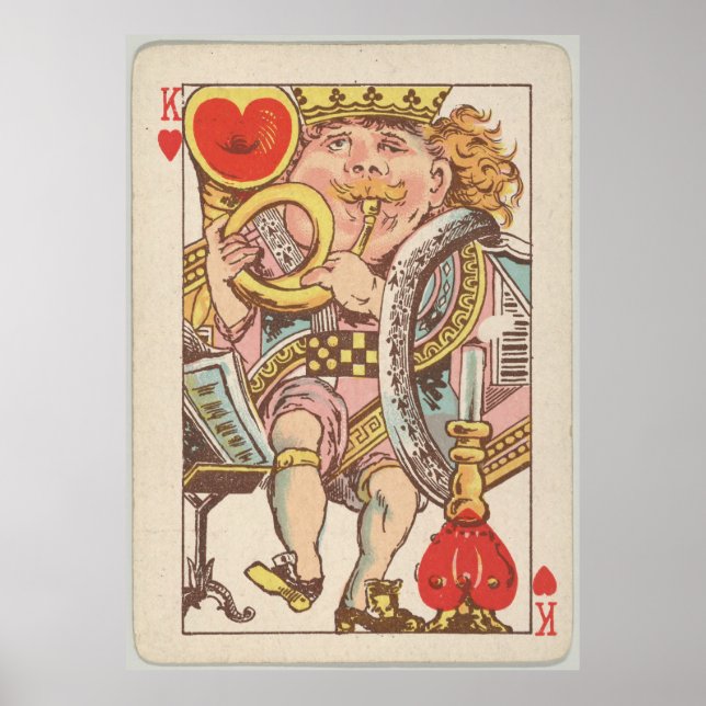 Vintage King of Hearts Playing Card (1889) Poster (Front)