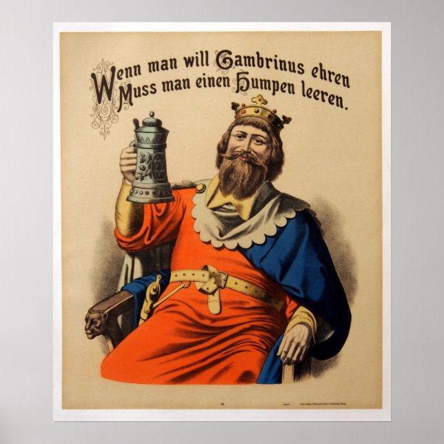 Vintage King on Throne with Stein Beer Poster (Front)