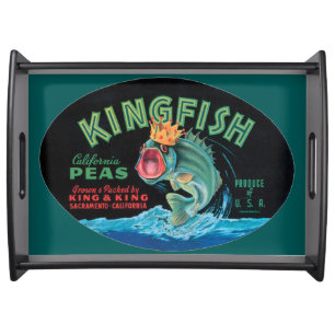 Vintage Kingfish Peas Crate Label Serving Tray