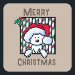 Vintage-KiniArt Westie Dog Christmas Square Sticke Square Sticker<br><div class="desc">Christmas vintage KiniArt Westie Terrier dog art by Contemporary PUP Artist,  Kim NIles. © Kim Niles,  KiniArt™ - All Rights Reserved</div>