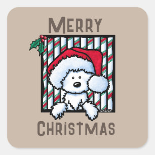 Vintage-KiniArt Westie Dog Christmas Square Sticke Square Sticker