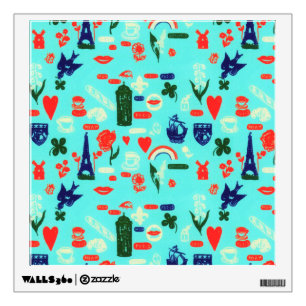 Vintage Kiss Love Bird Paris Eiffel Tower Wall Decal