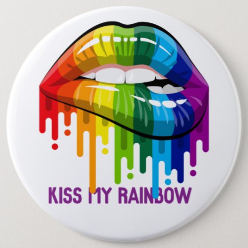 Vintage Kiss My Rainbow Lips Button