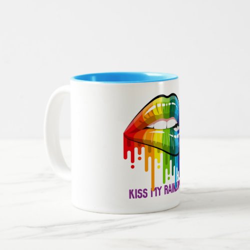 Vintage Kiss My Rainbow Lips Two_Tone Mug