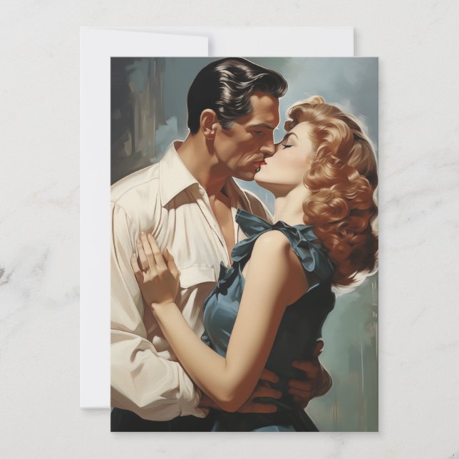 Vintage Kissing Couple Invitation (Front)