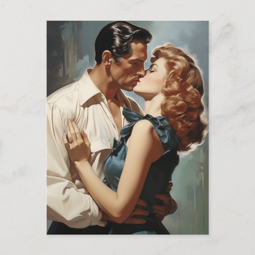 Vintage Kissing Couple Postcard