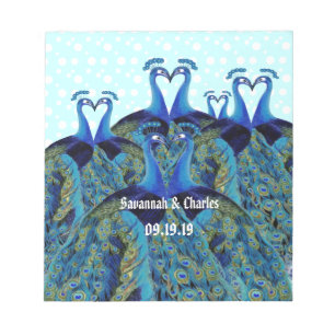 Vintage Kissing Peacocks Wedding Favors Notepad