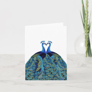 Vintage Kissing Peacocks Wedding Thank You Card