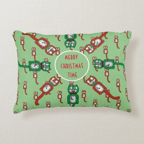 Vintage Kit Kat Clock Christmas Accent Pillow