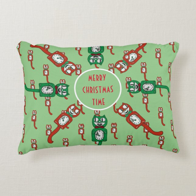 Vintage Kit Kat Clock Christmas Accent Pillow (Front)