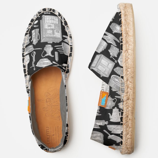 vintage kitchen antique toile black victorian  espadrilles (Side)