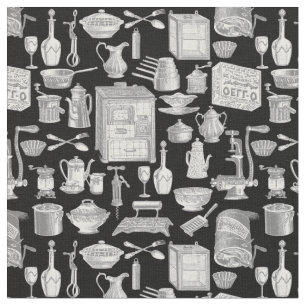 vintage kitchen antique toile black victorian  fabric