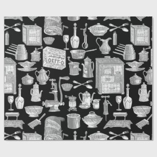 vintage kitchen antique toile black victorian wrapping paper