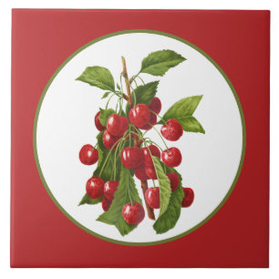 Vintage kitchen cherry fruit ceramic tile