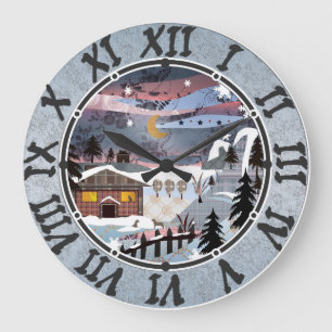 Vintage kitchen clock, kitchen, winter large clock