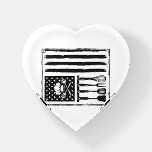 Vintage Kitchen Flag Cooking Utensils Shirt Design Paperweight