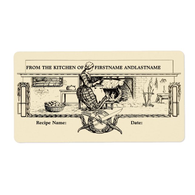 Vintage Kitchen Hearth Template Label (Front)