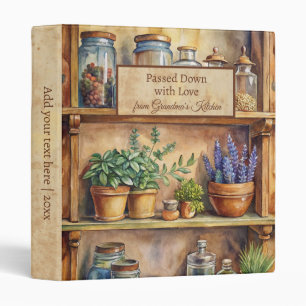 Vintage Kitchen Herbs Heirloom Recipe Cookbook 3 Ring Binder
