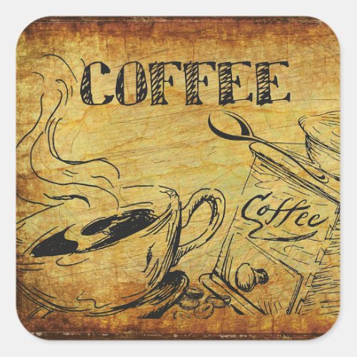 Vintage Kitchen Hot Coffee Cup Menu Sign Stickers
