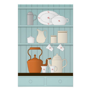 Vintage Kitchen Illustration Poster