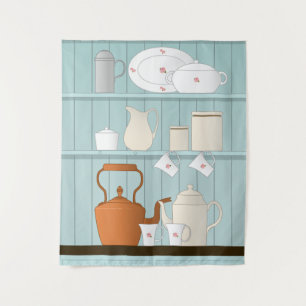 Vintage Kitchen Illustration Tapestry