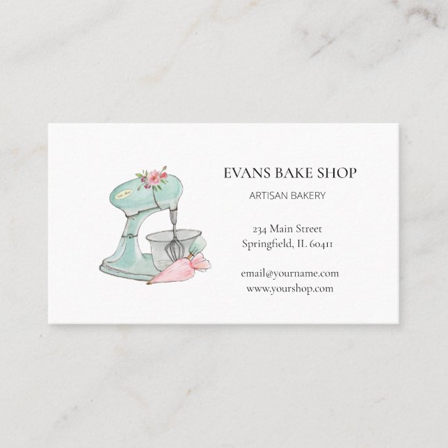 Vintage Kitchen mixer bakery business card (Front)
