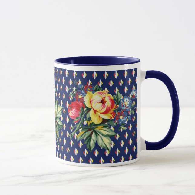 Vintage Kitchen - Quilt - Floral Textile Mug (Right)