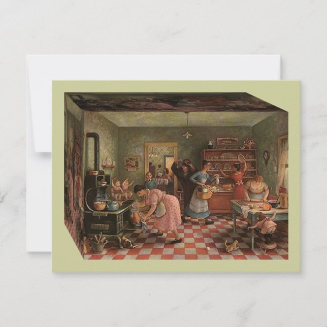 Vintage Kitchen Scene ~ Family Reunion Invitation (Front)