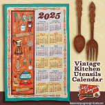 Vintage Kitchen Utensils Calendar Poster<br><div class="desc">Mid-Century Retro Kitchen Utensils Calendar will keep you in cooking in style all year with retro kitchen accents and vintage kitchen icons decorating the border of this great kitchen poster. Display in your kitchen, or even office break room. All images on this store are copyright © Diane Dempsey. Please do...</div>