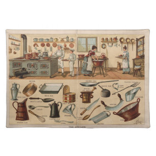 Vintage Kitchenware Illustration Cloth Placemat