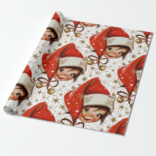 Vintage Kitsch Christmas Cheer Large Scale Wrapping Paper
